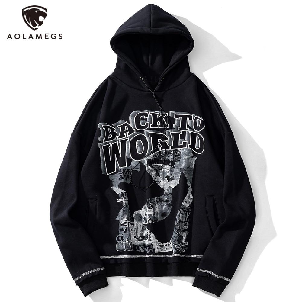 Hoodie Men Gothic Letter Comics Print Fleece Warm Pullover Couple
