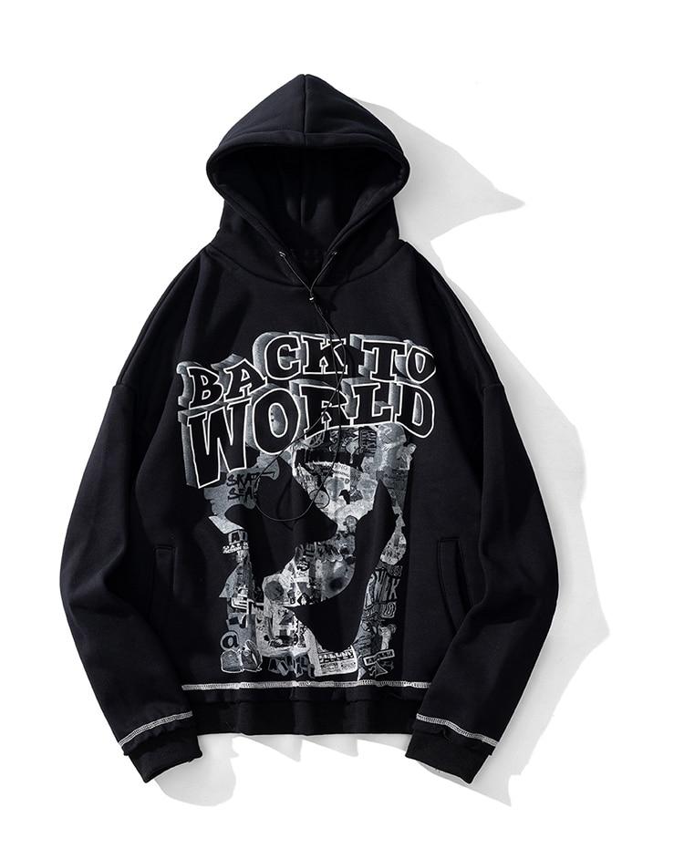 Hoodie Men Gothic Letter Comics Print Fleece Warm Pullover Couple