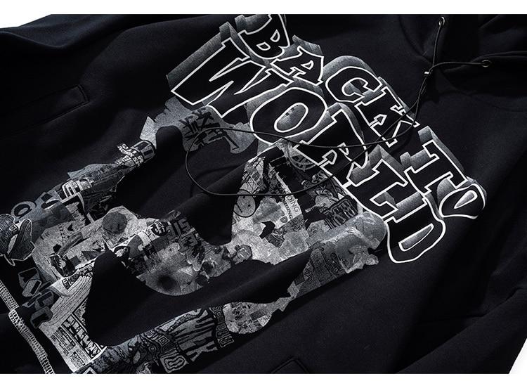 Hoodie Men Gothic Letter Comics Print Fleece Warm Pullover Couple