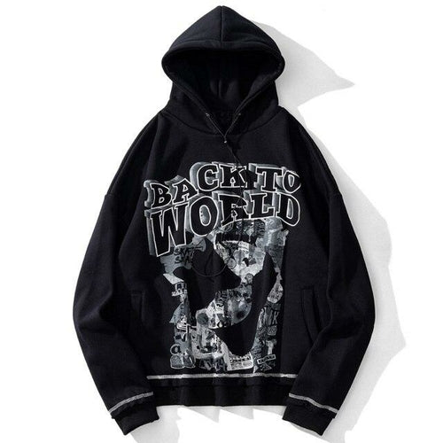 Hoodie Men Gothic Letter Comics Print Fleece Warm Pullover Couple