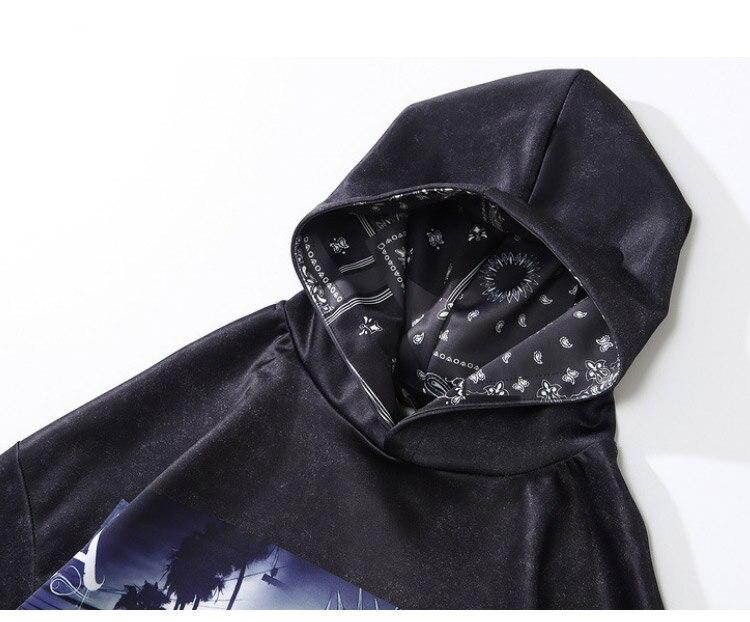 Hoodie Men Retro Gothic Statue Print Casual Hooded Sweatshirt Pullover