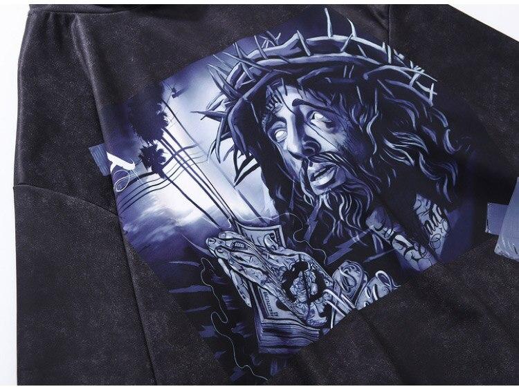 Hoodie Men Retro Gothic Statue Print Casual Hooded Sweatshirt Pullover