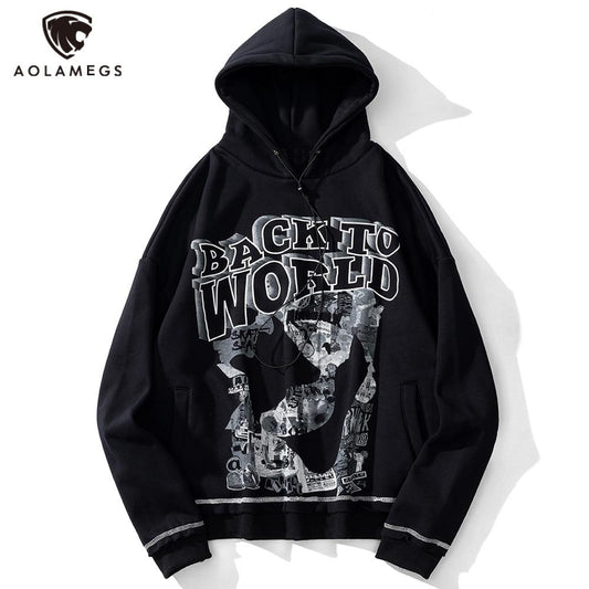 Hoodie Men Gothic Letter Comics Print Fleece Warm Pullover Couple
