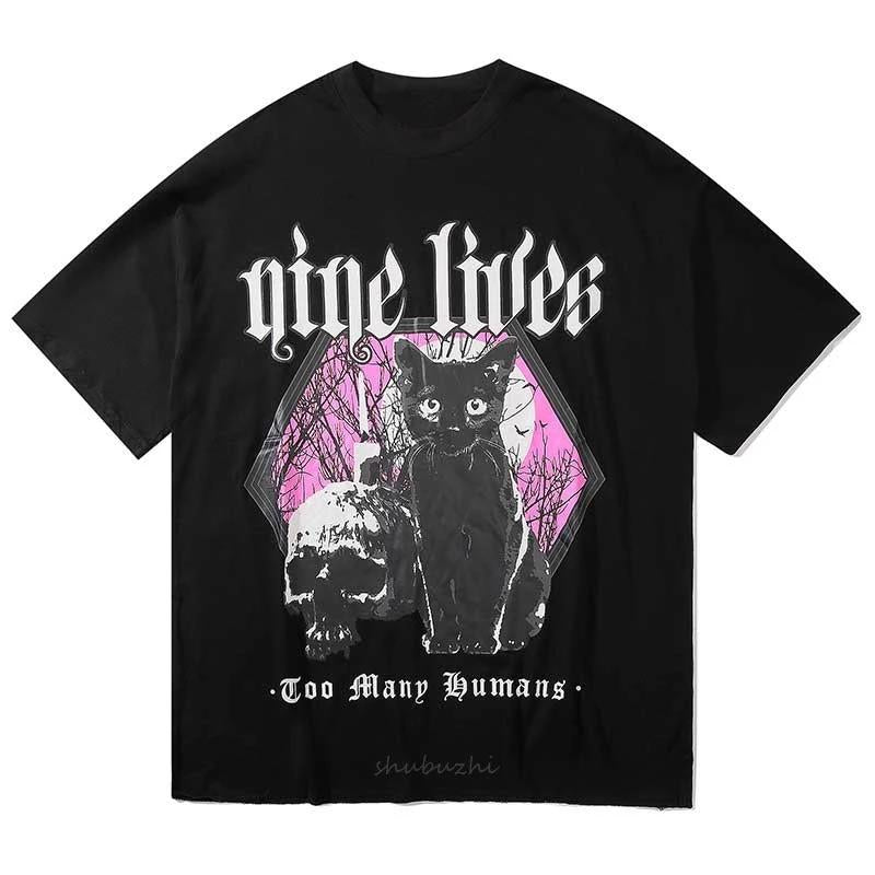 UNSETTLE Harajuku T-shirts Summer Men/Women Hip Hop Gothic Funny Print