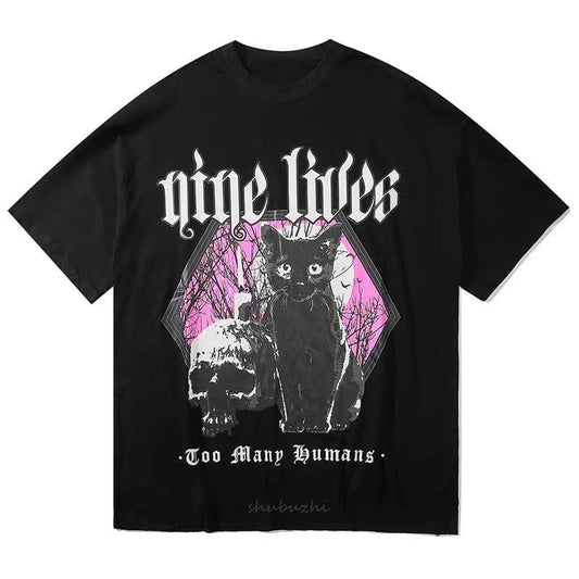 UNSETTLE Harajuku T-shirts Summer Men/Women Hip Hop Gothic Funny Print